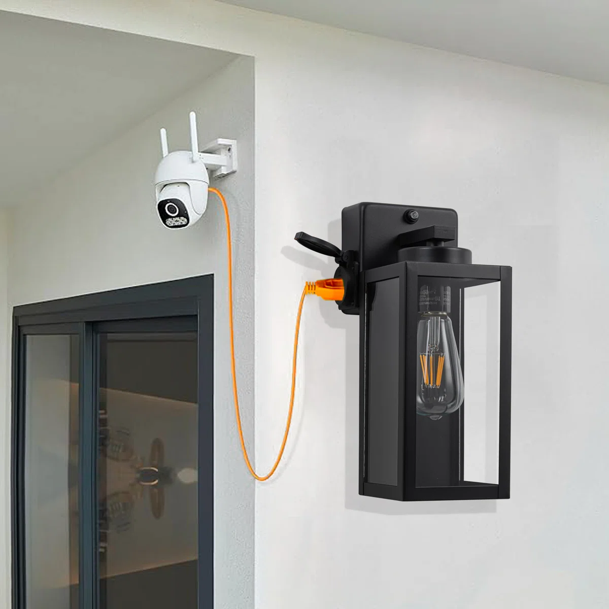 CA2563-LIN-2W B04013GPP Dusk to Dawn Outdoor Wall Lantern with Built-in Outlet - Image 2
