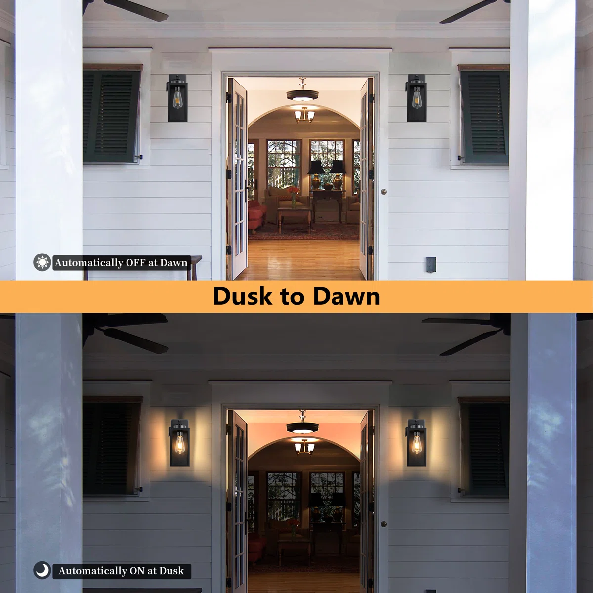 CA2563-LIN-2W B04013GPP Dusk to Dawn Outdoor Wall Lantern with Built-in Outlet - Image 6