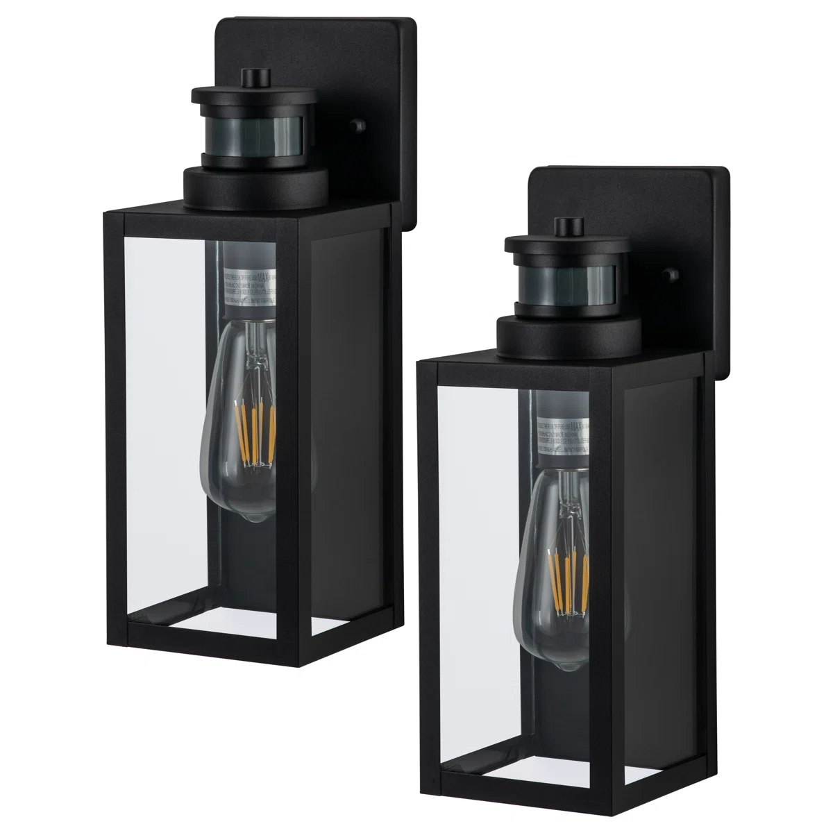 CA2239-2W B04013PG Outdoor Wall Lantern Set, Motion Sensor Dusk to Dawn Black Industrial Sconce - Image 2